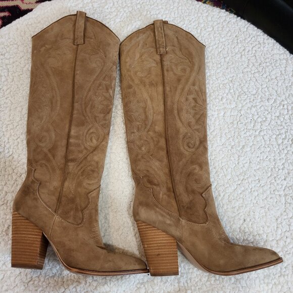 NWOB Steve Madden Lasso Leather Western cowboy Boot knee high Women's size 9 - Picture 2 of 8